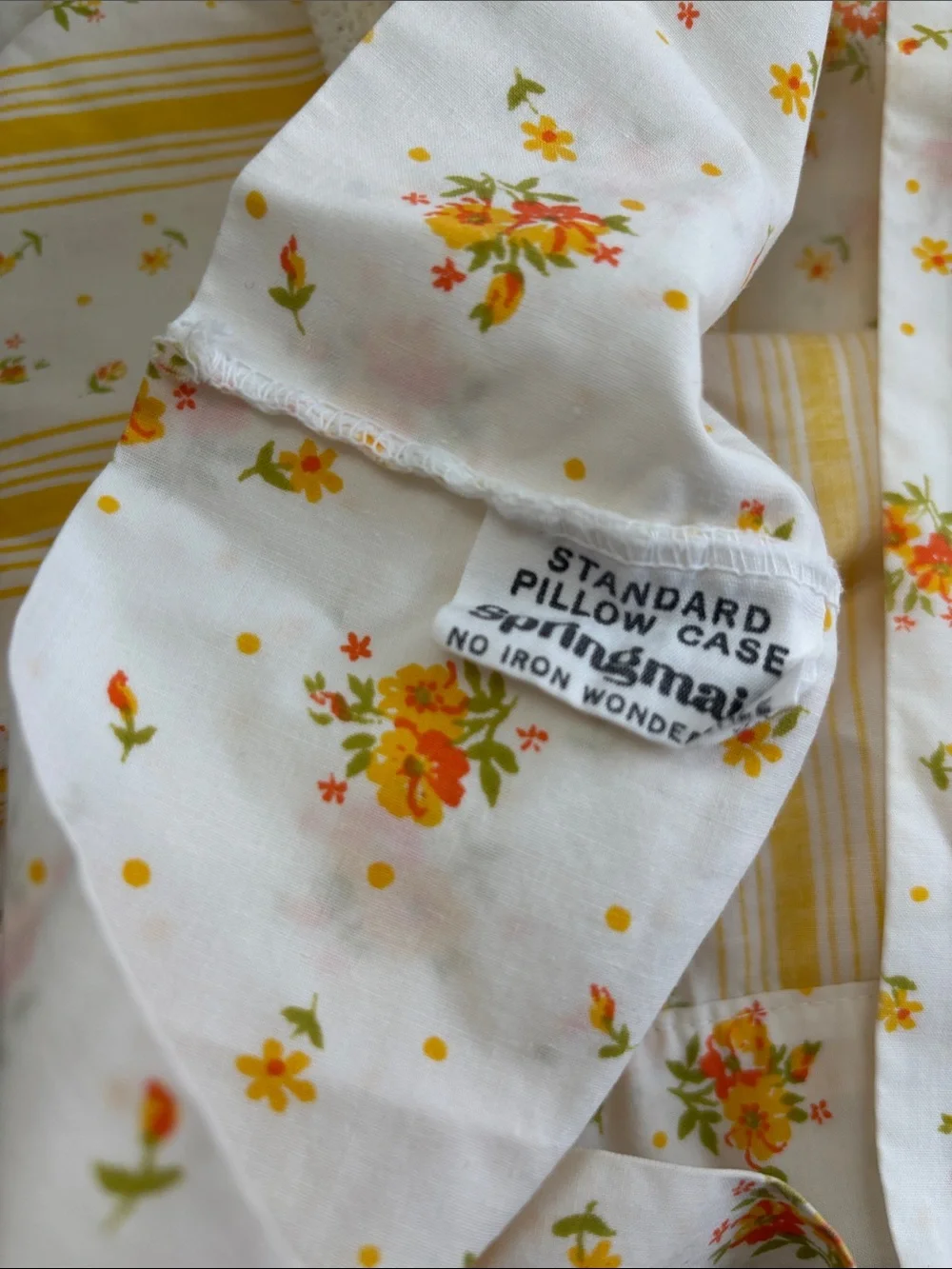 Vintage pillows cases- set of 2, shades of yellow/white,regular size, 50/50
